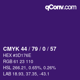 カラーコード: CMYK 44 / 79 / 0 / 57 | qconv.com