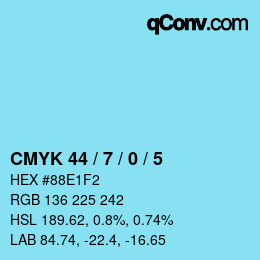 Código de color: CMYK 44 / 7 / 0 / 5 | qconv.com
