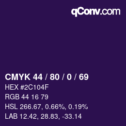 Color code: CMYK 44 / 80 / 0 / 69 | qconv.com