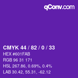 Color code: CMYK 44 / 82 / 0 / 33 | qconv.com