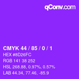 Color code: CMYK 44 / 85 / 0 / 1 | qconv.com