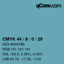 カラーコード: CMYK 44 / 8 / 0 / 29 | qconv.com