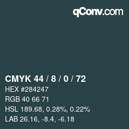 カラーコード: CMYK 44 / 8 / 0 / 72 | qconv.com