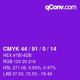 Color code: CMYK 44 / 91 / 0 / 14 | qconv.com