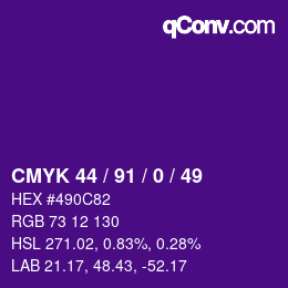 Color code: CMYK 44 / 91 / 0 / 49 | qconv.com