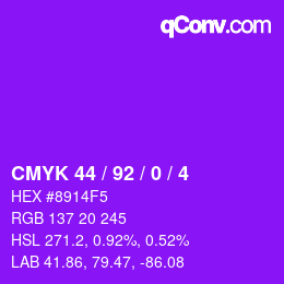 Color code: CMYK 44 / 92 / 0 / 4 | qconv.com