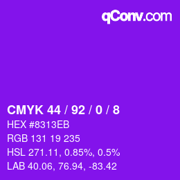 カラーコード: CMYK 44 / 92 / 0 / 8 | qconv.com