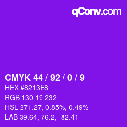 颜色代码: CMYK 44 / 92 / 0 / 9 | qconv.com