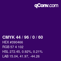 カラーコード: CMYK 44 / 96 / 0 / 60 | qconv.com