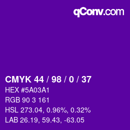 カラーコード: CMYK 44 / 98 / 0 / 37 | qconv.com