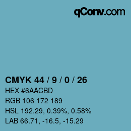 颜色代码: CMYK 44 / 9 / 0 / 26 | qconv.com