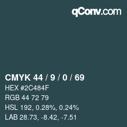 Color code: CMYK 44 / 9 / 0 / 69 | qconv.com