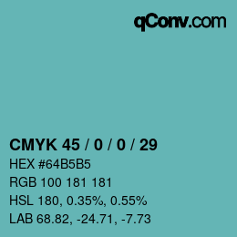 カラーコード: CMYK 45 / 0 / 0 / 29 | qconv.com