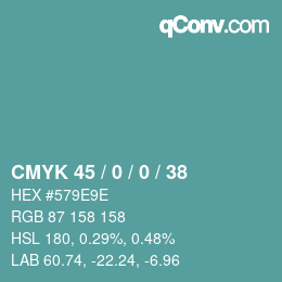 颜色代码: CMYK 45 / 0 / 0 / 38 | qconv.com