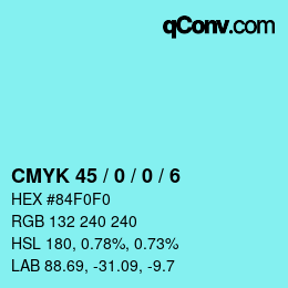 Código de color: CMYK 45 / 0 / 0 / 6 | qconv.com