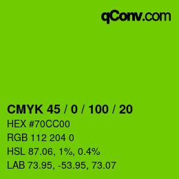 Color code: CMYK 45 / 0 / 100 / 20 | qconv.com