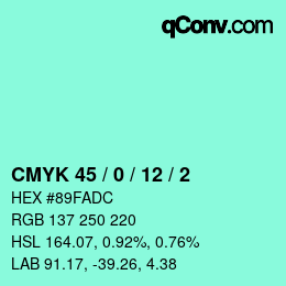 Color code: CMYK 45 / 0 / 12 / 2 | qconv.com
