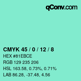 Color code: CMYK 45 / 0 / 12 / 8 | qconv.com