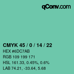 カラーコード: CMYK 45 / 0 / 14 / 22 | qconv.com