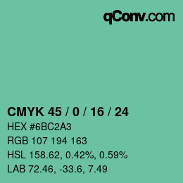 Color code: CMYK 45 / 0 / 16 / 24 | qconv.com
