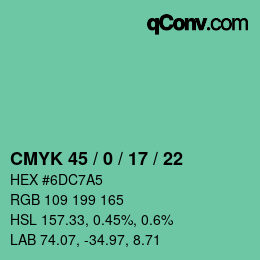 Color code: CMYK 45 / 0 / 17 / 22 | qconv.com