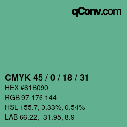 Color code: CMYK 45 / 0 / 18 / 31 | qconv.com