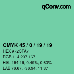 Color code: CMYK 45 / 0 / 19 / 19 | qconv.com