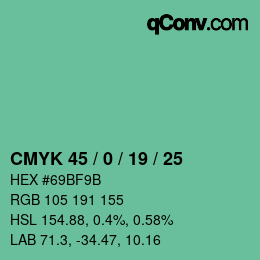 Farbcode: CMYK 45 / 0 / 19 / 25 | qconv.com