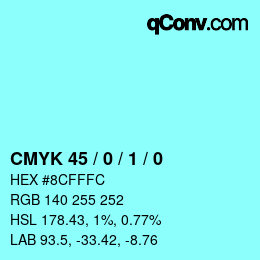 カラーコード: CMYK 45 / 0 / 1 / 0 | qconv.com