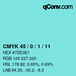 カラーコード: CMYK 45 / 0 / 1 / 11 | qconv.com
