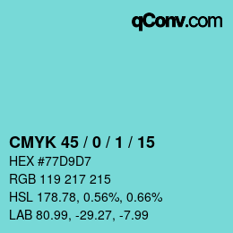 Color code: CMYK 45 / 0 / 1 / 15 | qconv.com