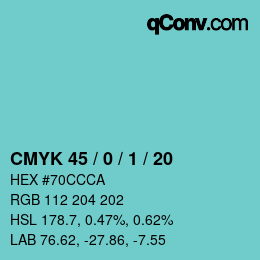 Color code: CMYK 45 / 0 / 1 / 20 | qconv.com