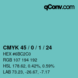 Color code: CMYK 45 / 0 / 1 / 24 | qconv.com
