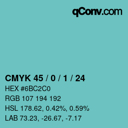 Color code: CMYK 45 / 0 / 1 / 24 | qconv.com