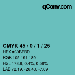 Color code: CMYK 45 / 0 / 1 / 25 | qconv.com