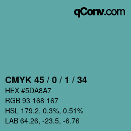 Color code: CMYK 45 / 0 / 1 / 34 | qconv.com