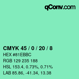 Color code: CMYK 45 / 0 / 20 / 8 | qconv.com