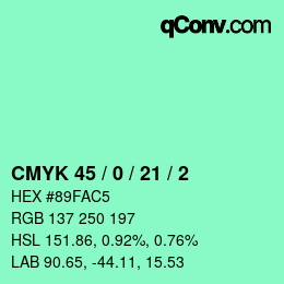 Farbcode: CMYK 45 / 0 / 21 / 2 | qconv.com
