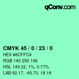 Color code: CMYK 45 / 0 / 23 / 0 | qconv.com