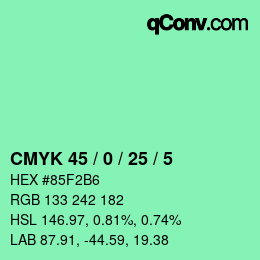 颜色代码: CMYK 45 / 0 / 25 / 5 | qconv.com