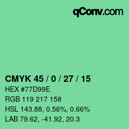 Farbcode: CMYK 45 / 0 / 27 / 15 | qconv.com