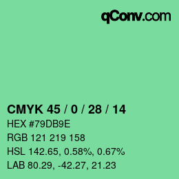 颜色代码: CMYK 45 / 0 / 28 / 14 | qconv.com