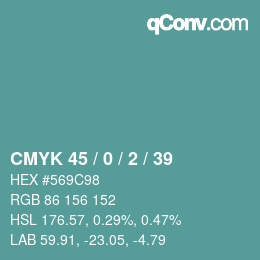 Color code: CMYK 45 / 0 / 2 / 39 | qconv.com