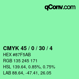 Farbcode: CMYK 45 / 0 / 30 / 4 | qconv.com