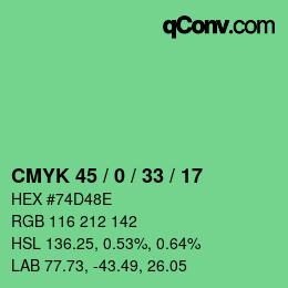 Código de color: CMYK 45 / 0 / 33 / 17 | qconv.com