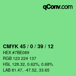 Color code: CMYK 45 / 0 / 39 / 12 | qconv.com