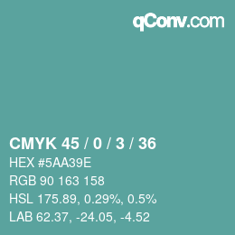 Código de color: CMYK 45 / 0 / 3 / 36 | qconv.com