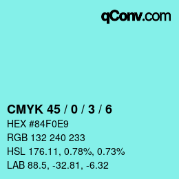 Color code: CMYK 45 / 0 / 3 / 6 | qconv.com