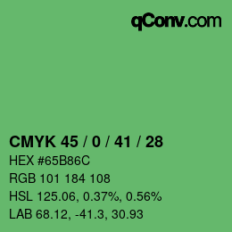 カラーコード: CMYK 45 / 0 / 41 / 28 | qconv.com