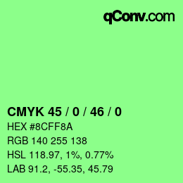 Color code: CMYK 45 / 0 / 46 / 0 | qconv.com